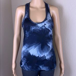 Athleta Navy Patterned Racerback Tank Size Small